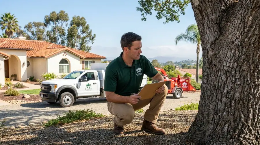 Tree service crew working on a property in North San Diego County