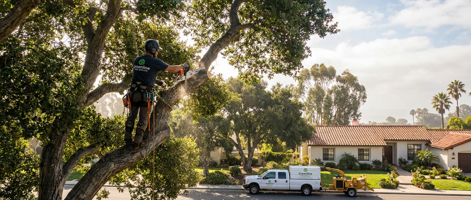 Certified arborist climbing a Vista oak tree